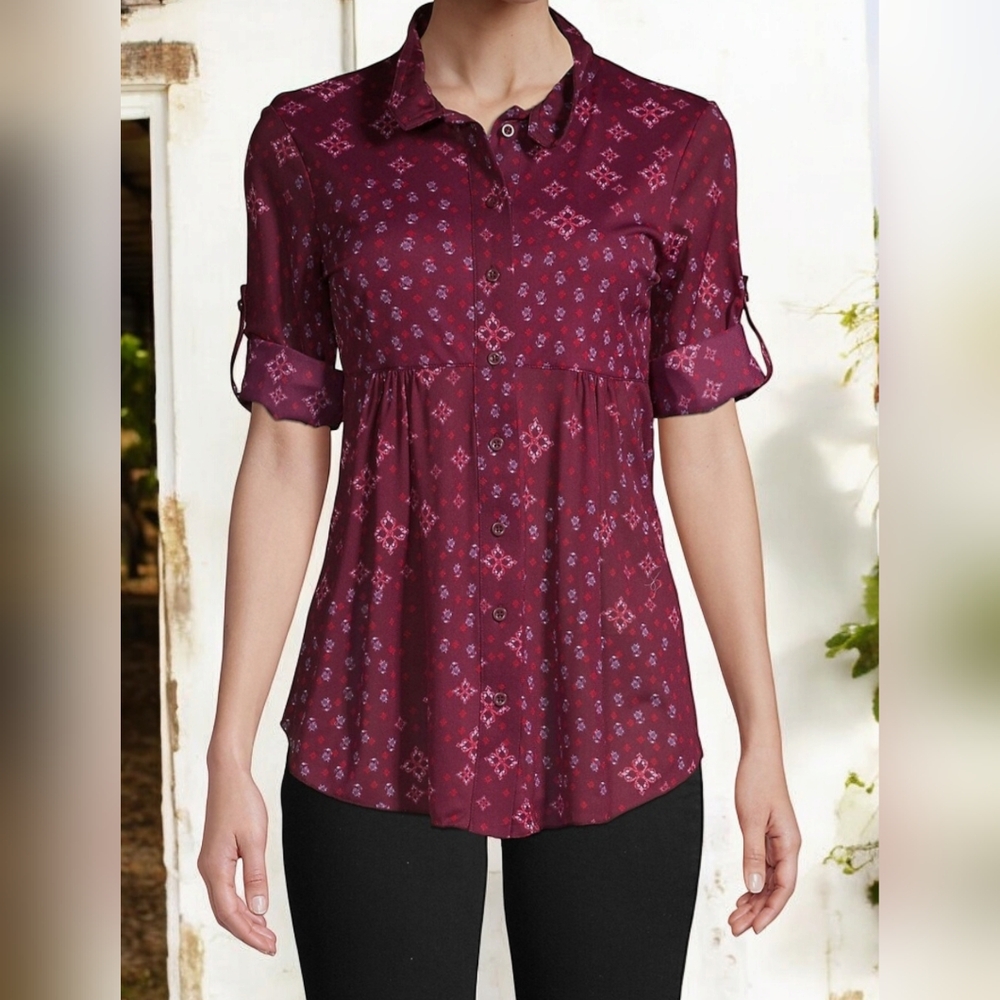 Style & Co Long Maroon Tunic Top